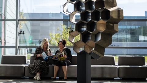 Tampereen aikuislukiossa voit opiskella taideteoksen vieressä.