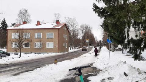 Talvinen Irjalankatu nykytilassaan.