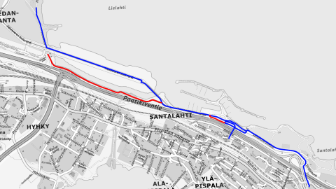 Jalankulun ja pyöräilyn reitti Näsisaaren kautta