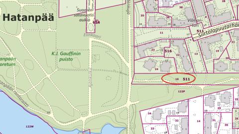 E.J. Reinilän puiston sijainti kartalla.