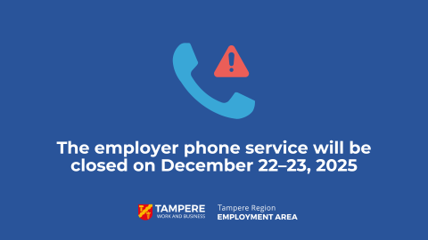 There is a picture of the phone and red triange inside of which there is a n exclamation mark. Text says: The employer phone service will be closed on December 22-23,2025.