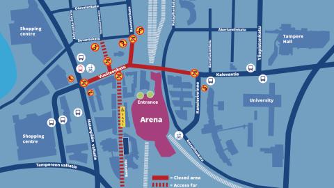 A map showing the traffic arrangements in the Sori area durin UMK.