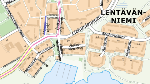 Lentävänniemen Männistönkujan puunkaatotyö kartalla