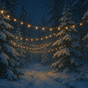 Kuvituskuva jouluisesta metsästä.