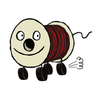 Piirretyllä Rullahahmolla jaloissa renkaat ja näyttää siltä, että Rulla liikkuu.