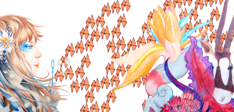 Keiju graafisessa teoksessa.