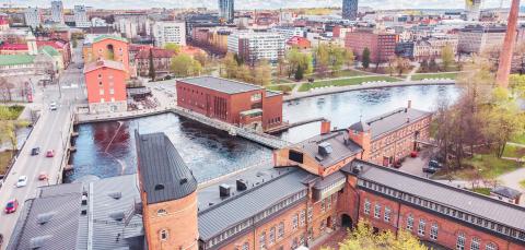 Ilmakuva Tampereen keskustasta.