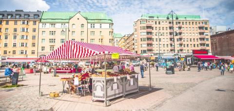 Market stalls at Laukontori.