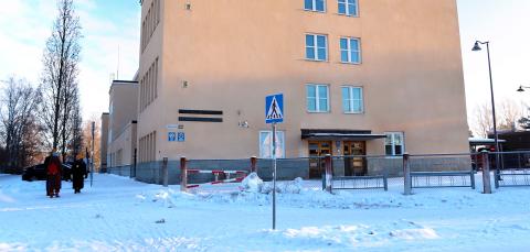 Nekala Cultural Center and library entrance outside the building.