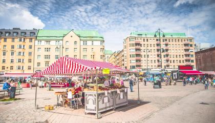 Market stalls at Laukontori.