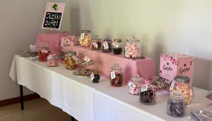 Candy buffet at a wedding.