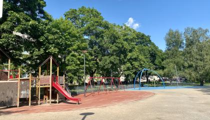 Sorsapuiston leikkivälineitä.