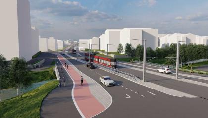 Härmälänojan uusi silta havainnekuvassa.