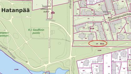 E.J. Reinilän puiston sijainti kartalla.