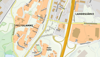 Peltolammin hyvinvointikeskuksen alue kartalla.