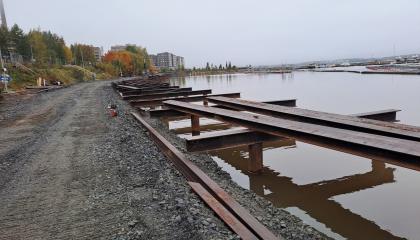 Naistenlahden sataman porapaaluja.