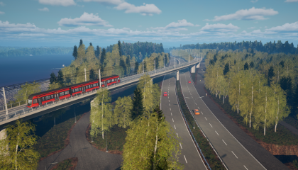 Havainnekuva Rahjukosken raitiotie sillasta Teiskontiellä