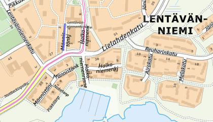 Lentävänniemen Männistönkujan puunkaatotyö kartalla