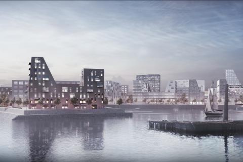 Havainnenäkymä Hiedanrannasta järveltä päin.