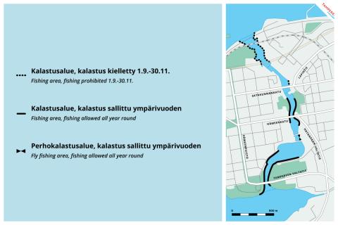 Tammerkosken kalastusalua kartalla.