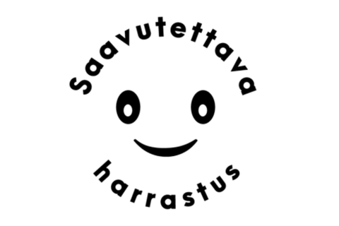 Keskellä piirretty silmät sekä hymyilevä suu, ympärillä teksti saavutettava harrastus.