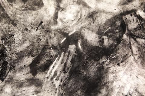 balck and white painting made by baby.