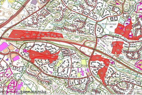 Atalan ja Linnainmaan kirjanpainajatorjunnat kartalla.