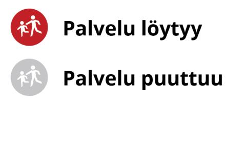 Karttakuvan selite, jossa kuvataan, miten kuvassa näytetään palvelun ilmeneminen alueella.