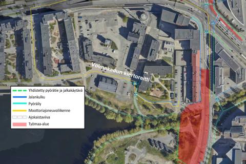 Kulkureittien opastus Hatanpään valtatien ja Jokikadun ympäristössä.