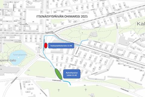 Ohimarssin reitti kartalla.