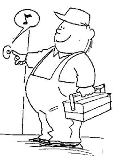 Ovikelloa soittava piirroshahmo