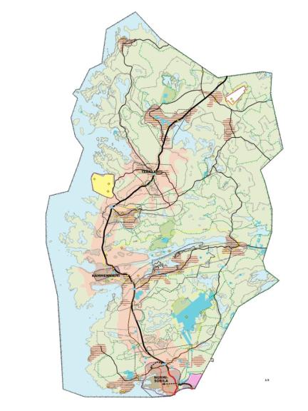 Kaavakartta 1 Yhdyskuntarakenne, Pohjois-Tampereen strateginen yleiskaava.