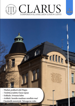 Kuva Claruksen kannesta, kevätnumero 2025.
